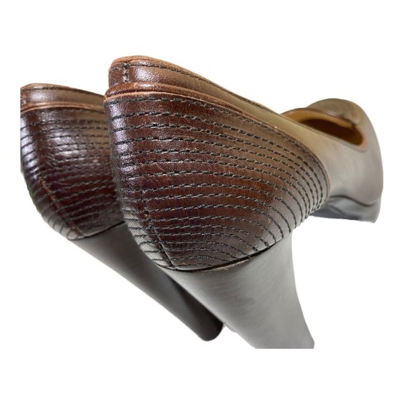 Michael Kors Brown Leather Round Toe Platform Chunky Heels Pumps 6.5M - Picture 5 of 10